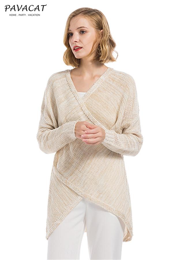 Casual V Neck Front Cross Weekend Sweater - Red