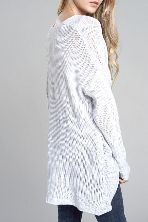 Casual V Neck Front Cross Weekend Sweater - Red