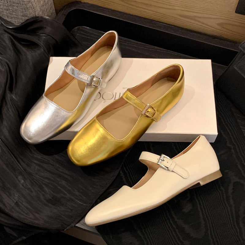 Marilee Square Toe Block Heels Mary Jane Flats