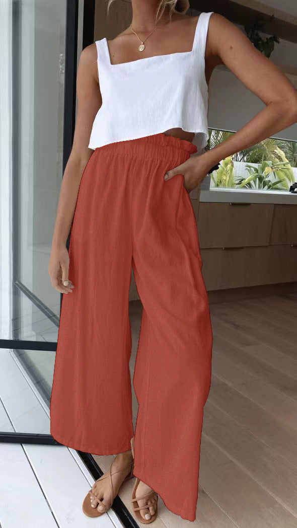 Summer High Waist Wide Leg Pants Loose Long Wide Leg Pants