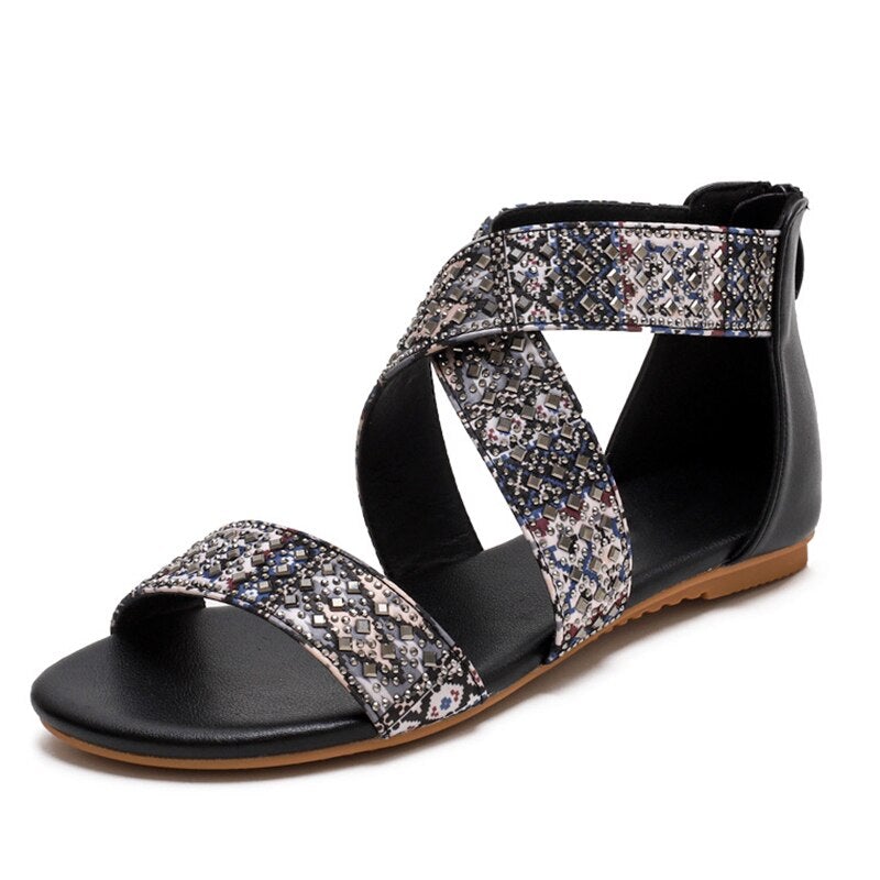 Women's Flat Sandals  Summer Clip Toe Retro Ladies Shoes