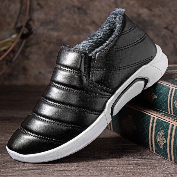 Men Winter Warm Plush Lining Soft Sole Slip Resistant Slip-On Casual Shoes