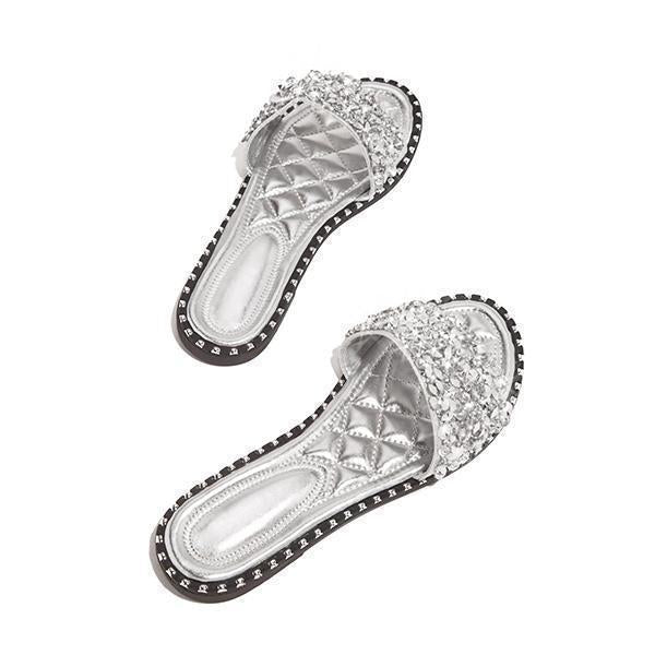 Casual Beaded Flat Slippers