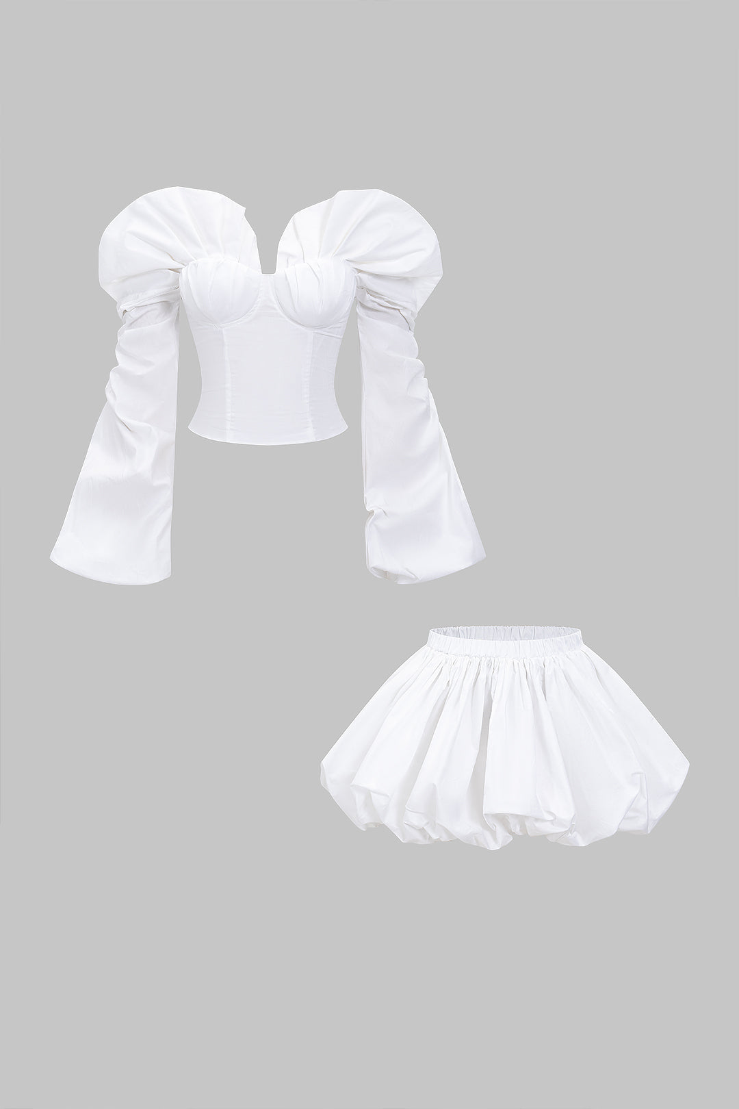 Tie Back Ruffle Bustier Tube Top And Puff Skirt Set