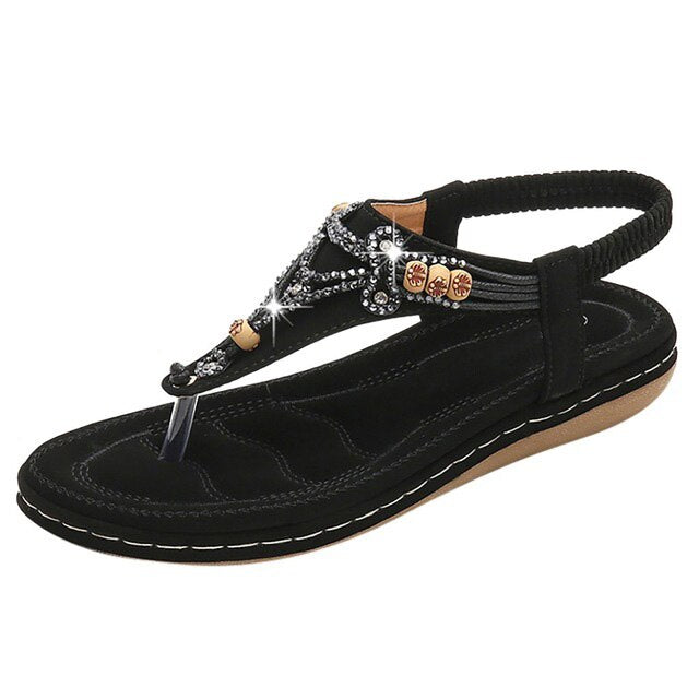 Bohemia Women Ladies Fashion Crystal Bead Flat Sandals