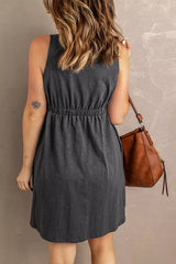 Sleeveless High Waist Mini Dress