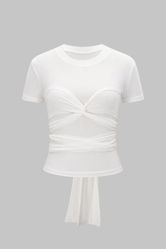 Twist Knot Strappy Short Sleeve T-Shirt