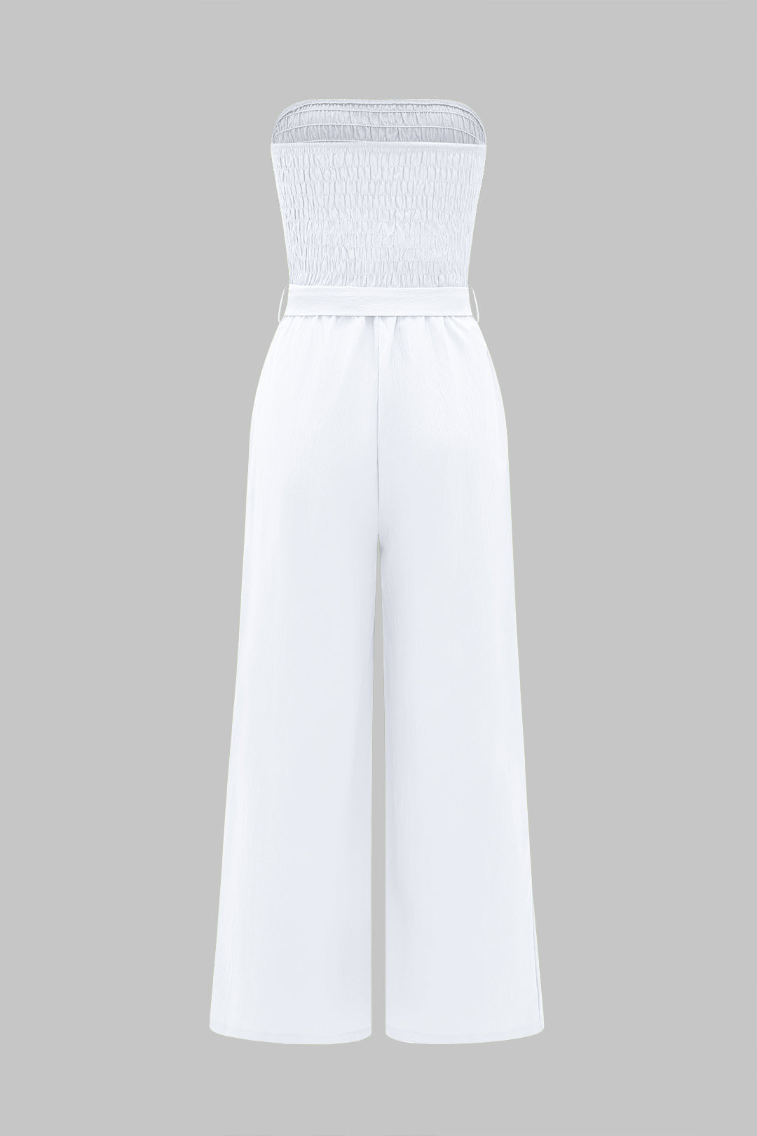 Tie-Front Ruched Strapless Sleeveless Jumpsuit