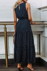 Fashion Dot Navy Blue And Maxi Dress