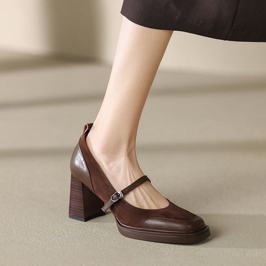 Chalonna Square Toe Block Heels Mary Jane Shoes
