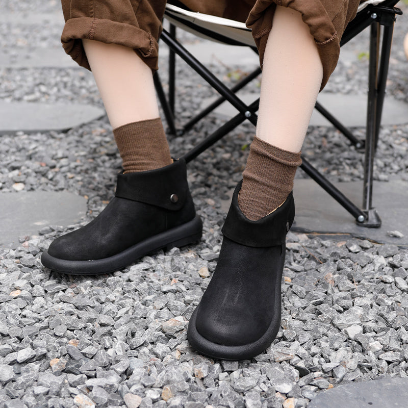 Casual Boots For Women Leather Handmade Soft Ankle Booties Brown/Black/Khaki