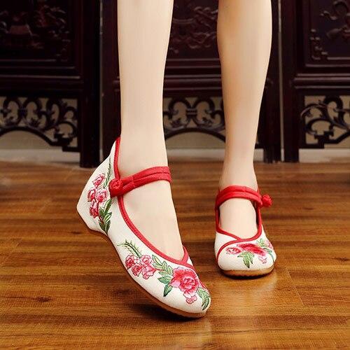 Handmade Women's Vintage Embroidered Canvas Ballet Flats