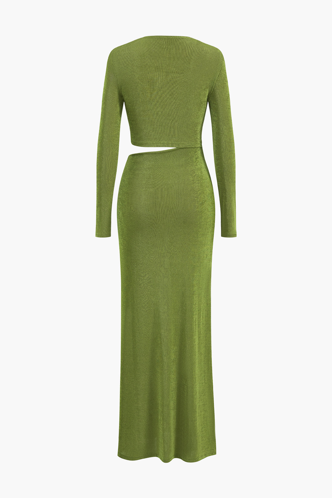 Twist Knot Deep V-Neck Long Sleeve Maxi Dress