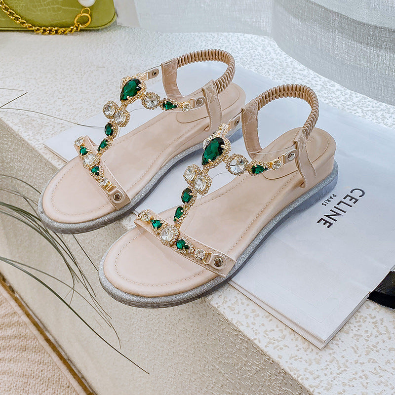 Women's Style Roman Round Toe Open Strap Waterproof Sandals