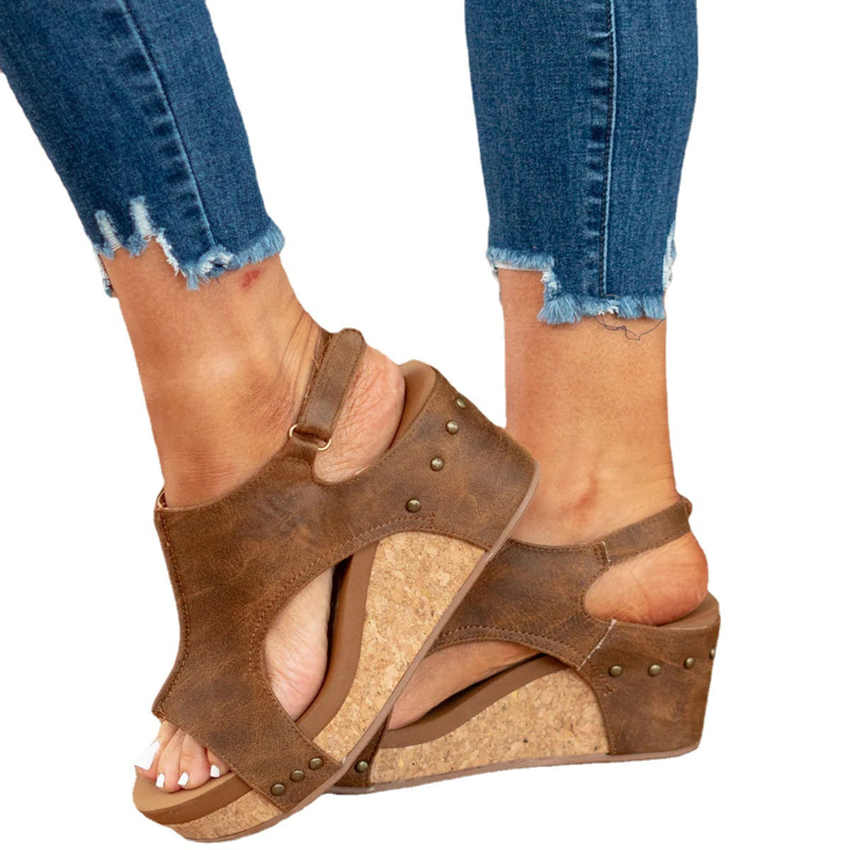 Women's Summer Plus Size Platform Wedge Velcro Sandals