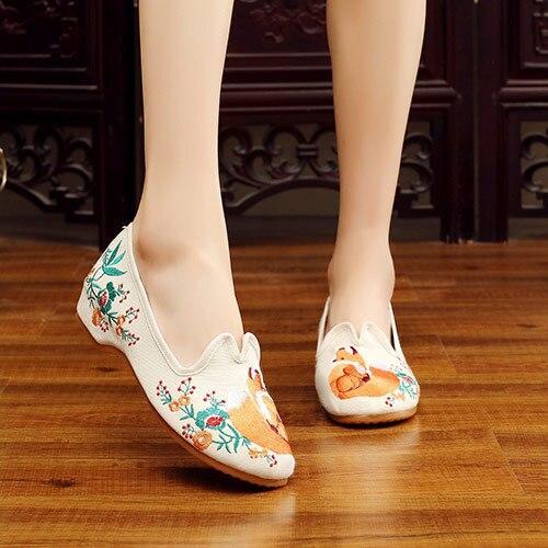 Handmade Women's Vintage Embroidered Canvas Ballet Flats