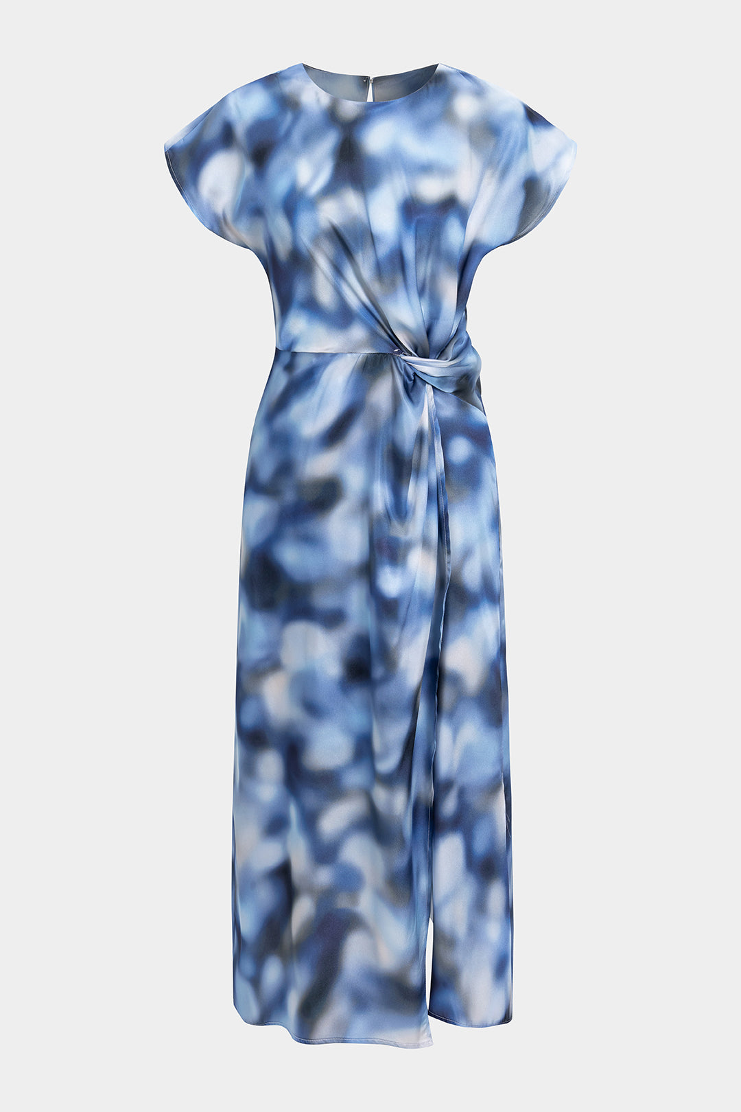 Tie Dye Print Chiffon Hollow Out Side Slit Sleeveless Maxi Dress