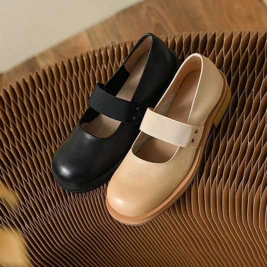 Verena Round Toe Block Heels Mary Jane Shoes