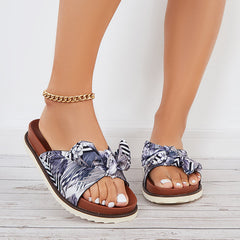 Bowknot Platform Slides Slip on Flat Sandals Beach Slippers