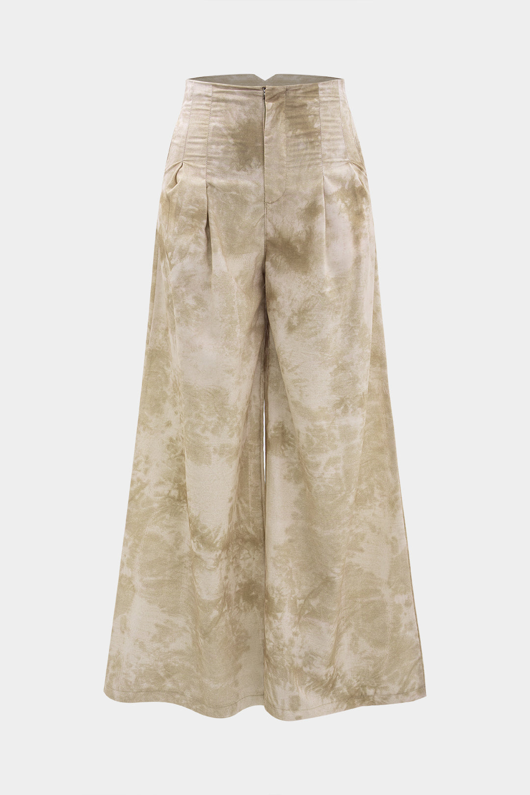 Tie Dye Linen Backless Sleeveless Halter Neck Top And High Waist Wide Leg Pants Set