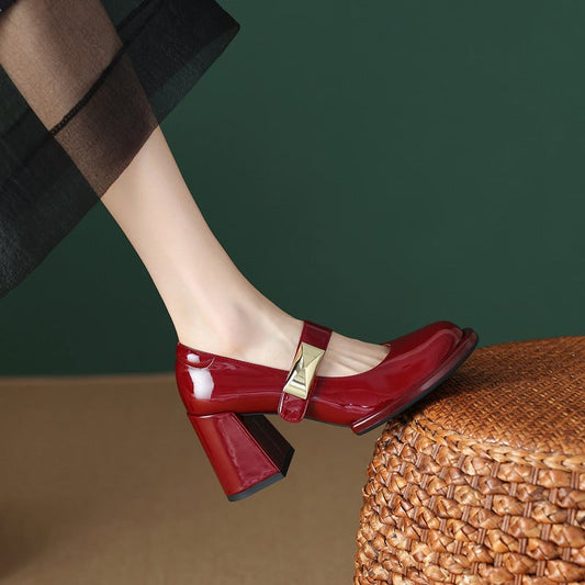 Lavonne Round Toe Block Heels Mary Jane Shoes