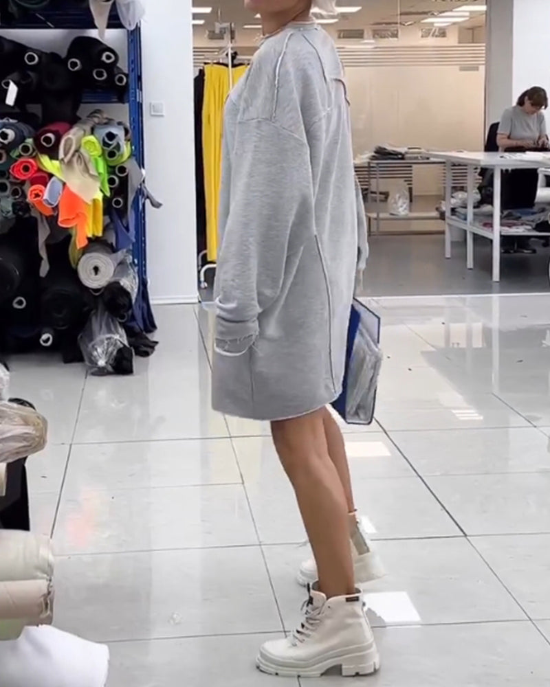 Round Neck Casual Shift Dress