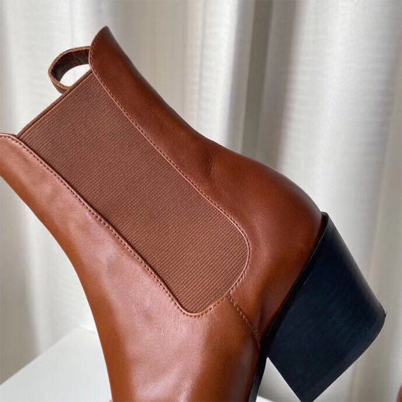 Classic Women's Leather Chelsea Boots in White/Black/Brown