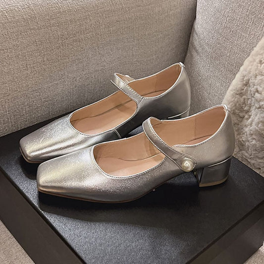 Citlali Square Toe Block Heels Mary Jane Shoes