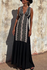 Cabo Dreams Ethnic Print V-neck A-line Maxi Dress