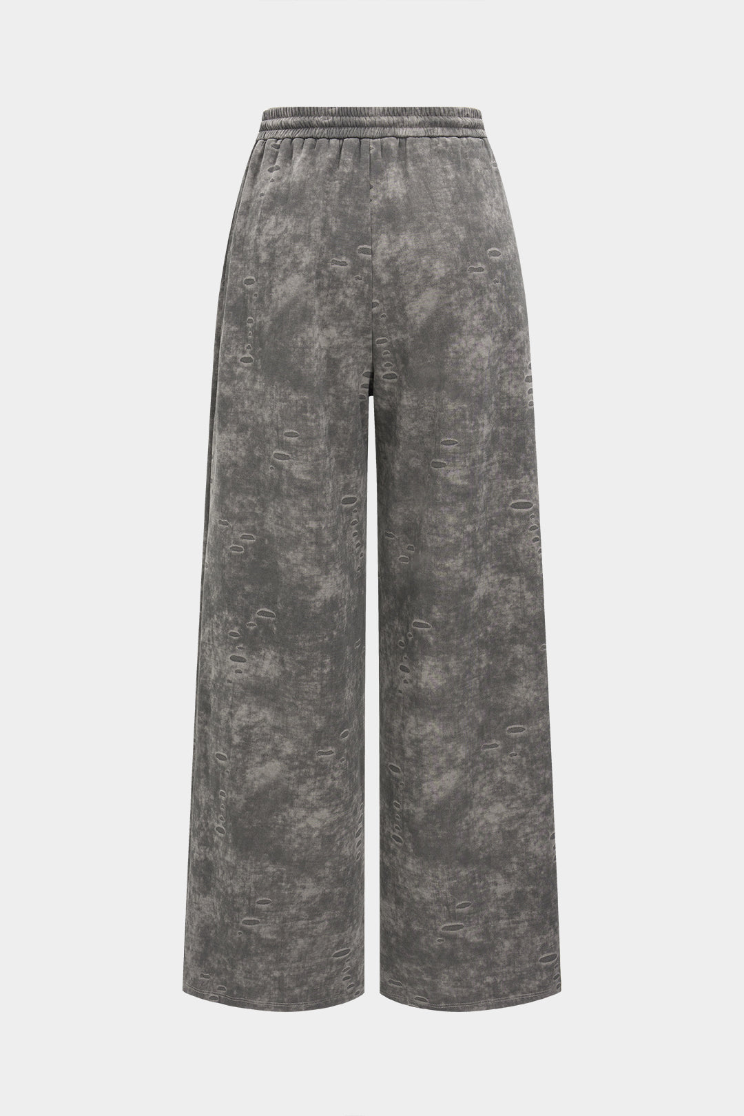 Washed High Waist Tie-Up Wide Leg Trousers
