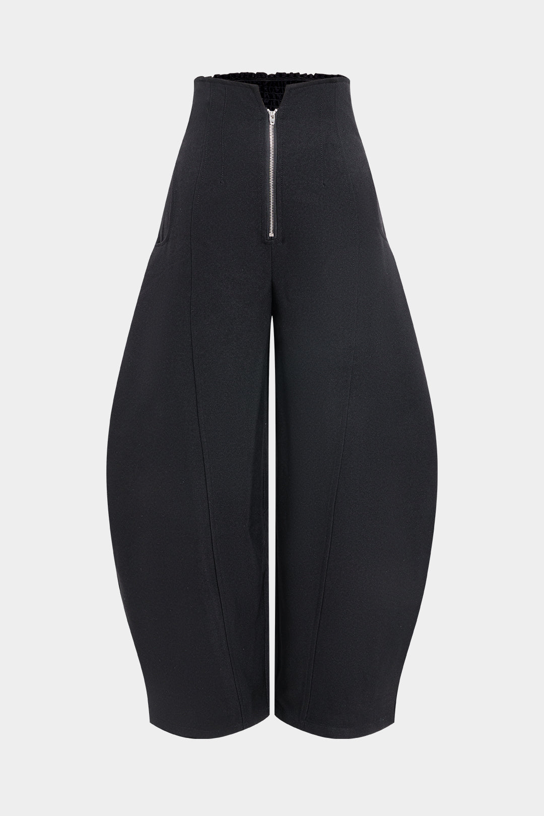 Wide Leg Design Zipper Barrel Trousers