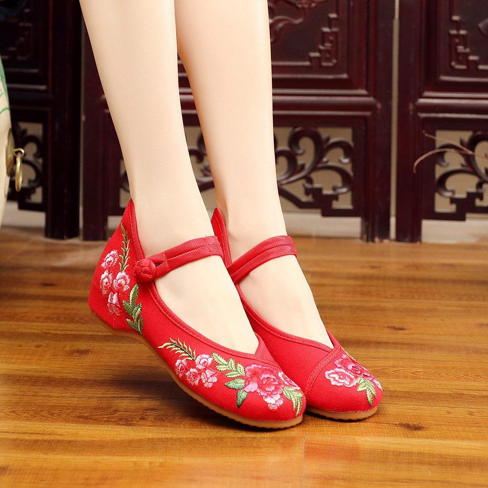 Handmade Women's Vintage Embroidered Canvas Ballet Flats