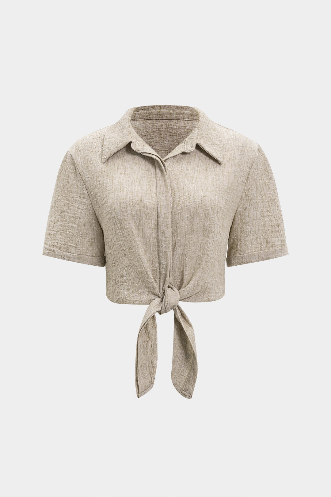 Tie Front Button Short-Sleeve Shirt