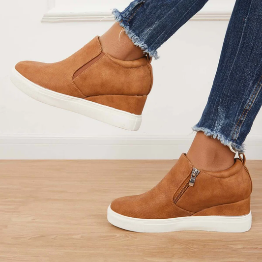Casual Slip on Platform Wedge Sneakers Hidden Wedge Ankle Booties
