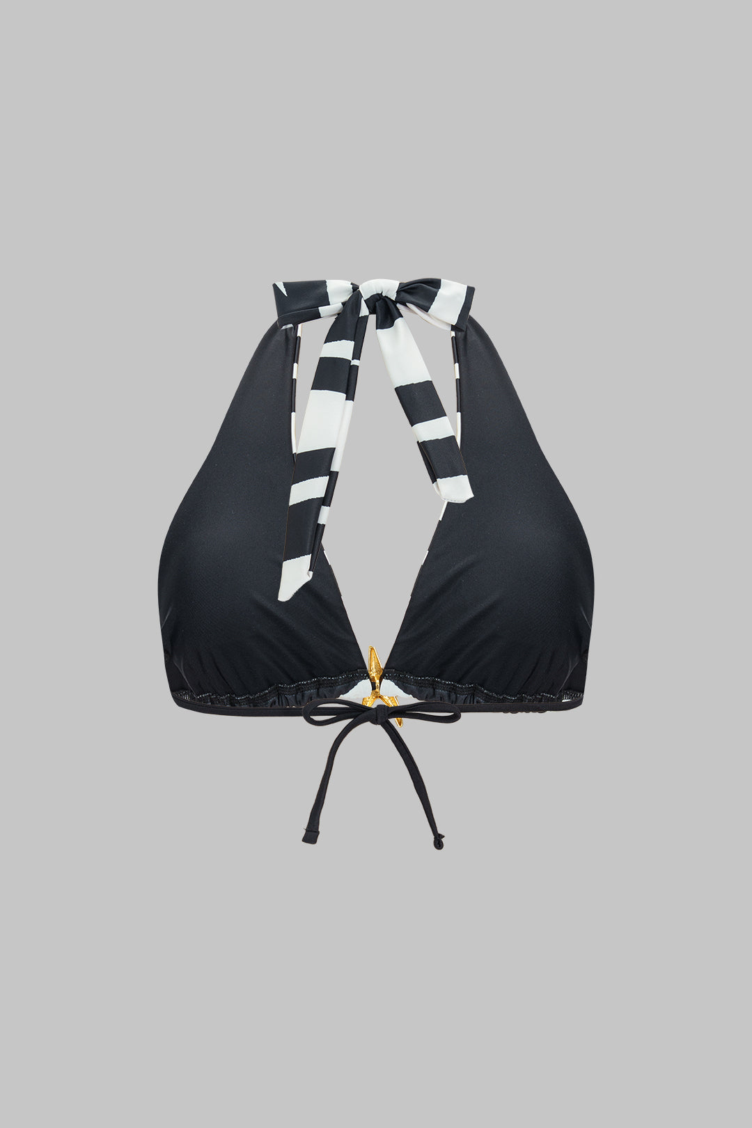 Stripes Print Metallic Decor Tie-Up Bikini Set