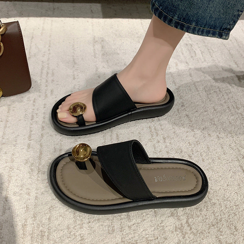Women's Style High-grade Toe Covering Outer Wear Fashion Summer Round Sandals