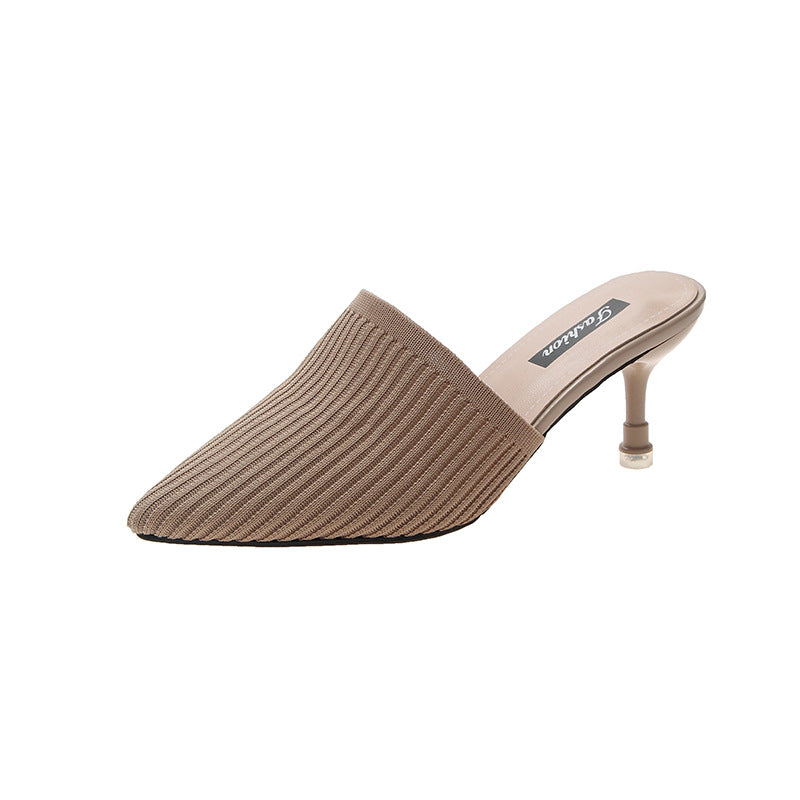 Women's Weave Vintage Half Pointed Toe Cap Sandals
