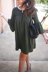 Casual Flare Sleeve Mini Dress