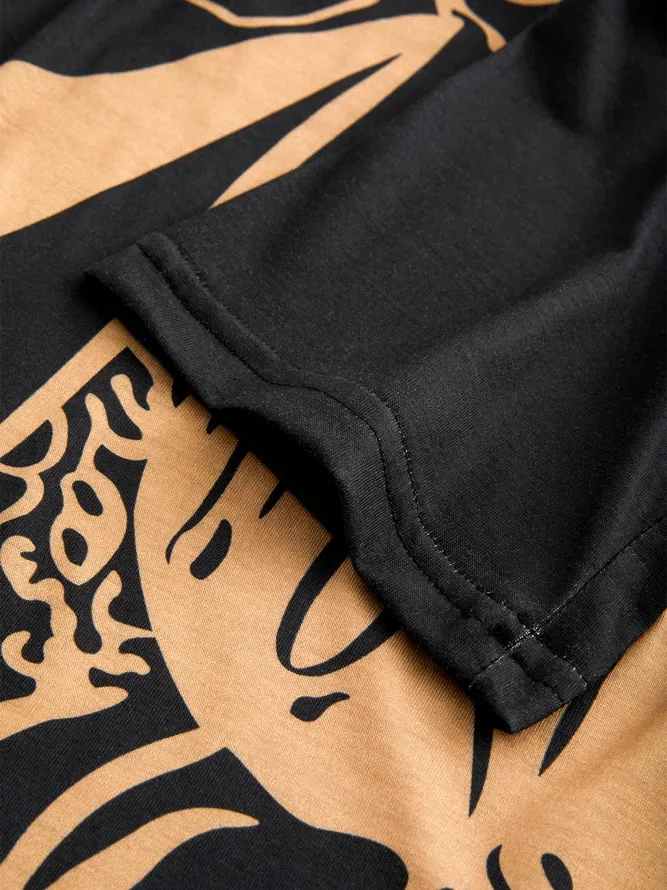 Round Neck Tribal Casual Midi Dresses