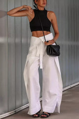 Waist Wide Leg Charli Folded-over Tie Pants