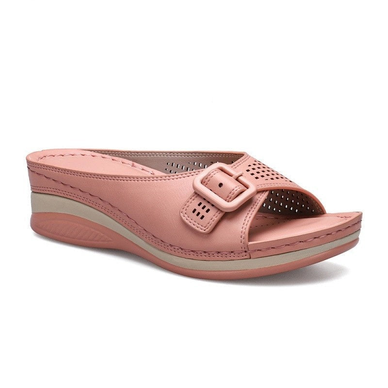 Female One-Word With Fish Mouth Sandals And Slippers Slope Heel Platform Slope Heel Casual Shoes