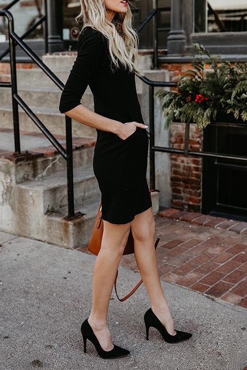 Casual Crew Neck Sleeve Dress