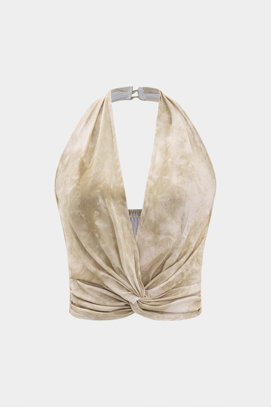 Tie Dye Linen Backless Sleeveless Halter Neck Top And High Waist Wide Leg Pants Set