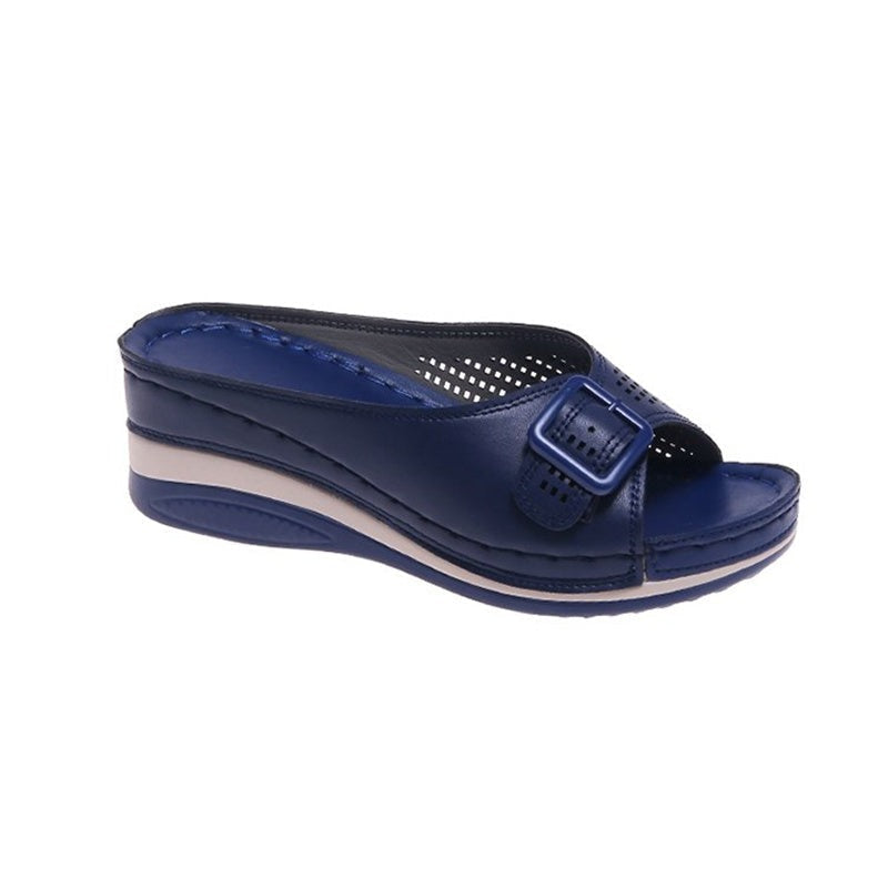 Female One-Word With Fish Mouth Sandals And Slippers Slope Heel Platform Slope Heel Casual Shoes