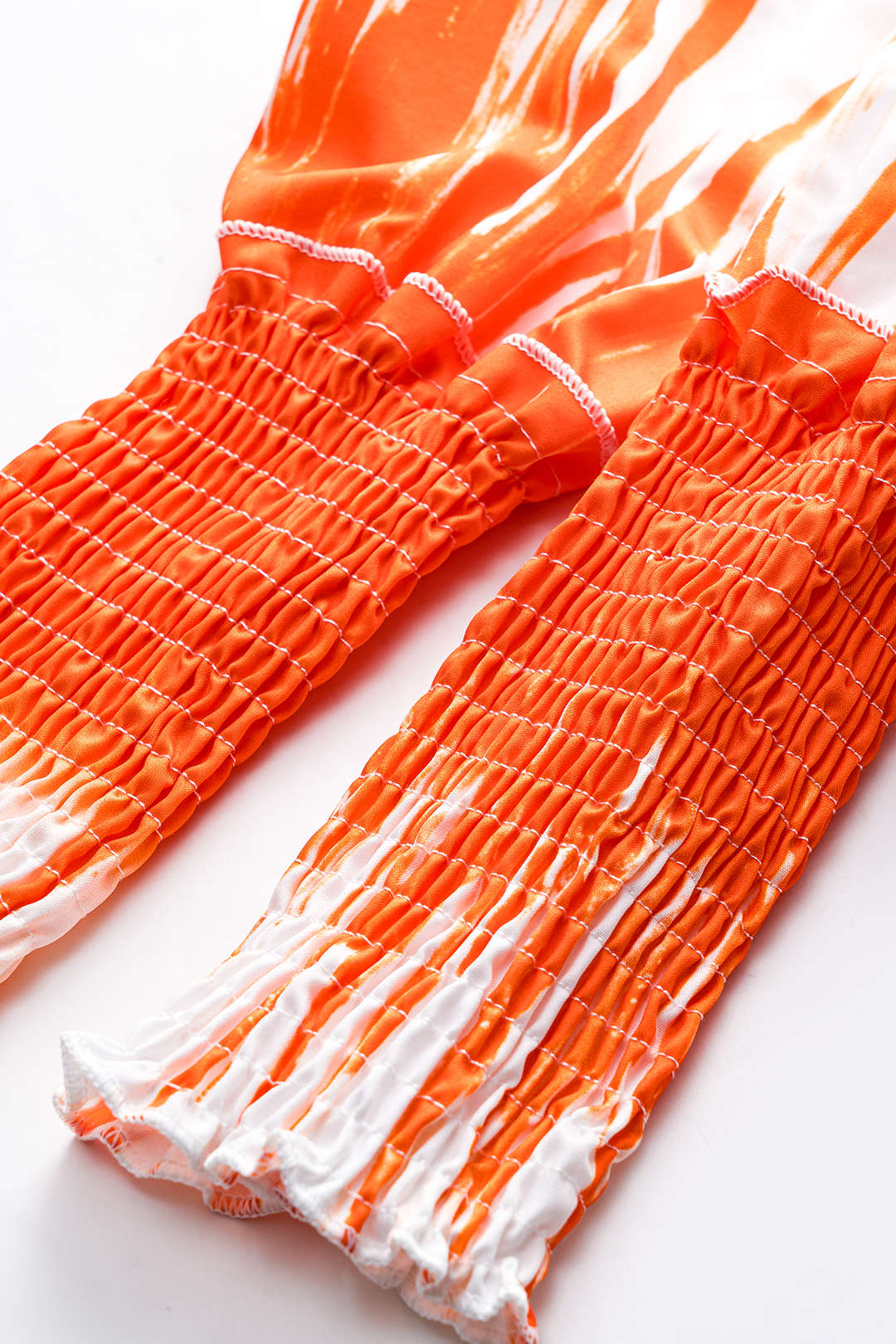 Tropical Pattern Ruffle V-Neck Tie Front Top And Ruched High Waist Wide Leg Pants Set