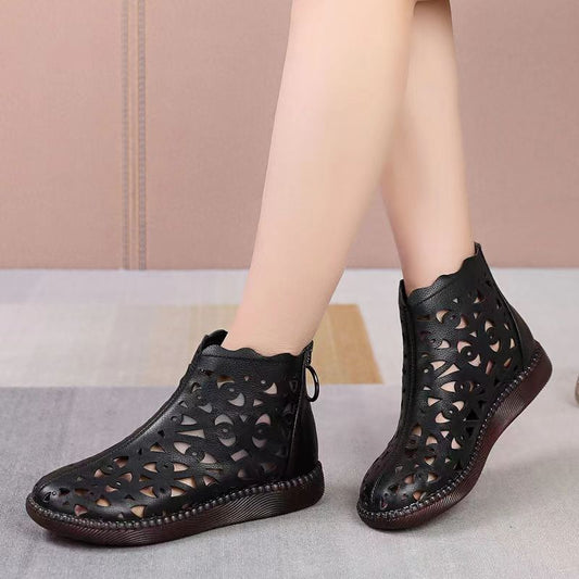 Women's Hollow Hole Fashion Back Zipper Retro Sandals