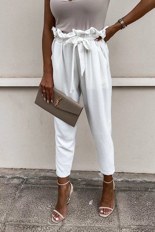 Spring and Summer New Lace Up Pocket Capris
