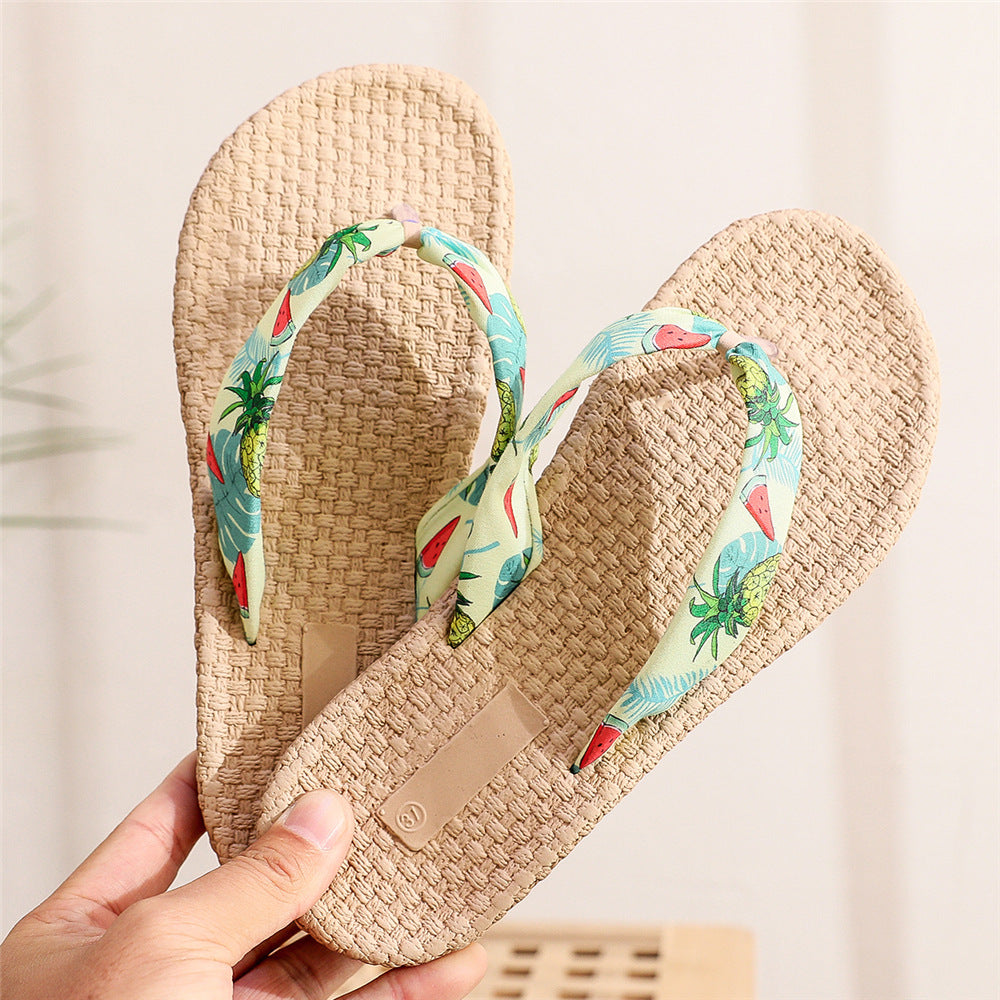 Women's Flip-flops Summer Wear Fashionable Imitation Linen Sandals