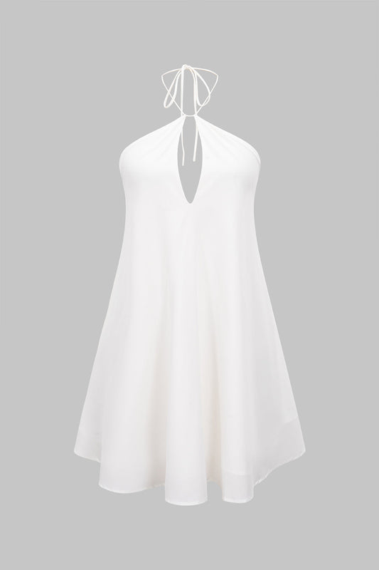 V-Neck Tie-Back Backless Slip Sleeveless Mini Dress