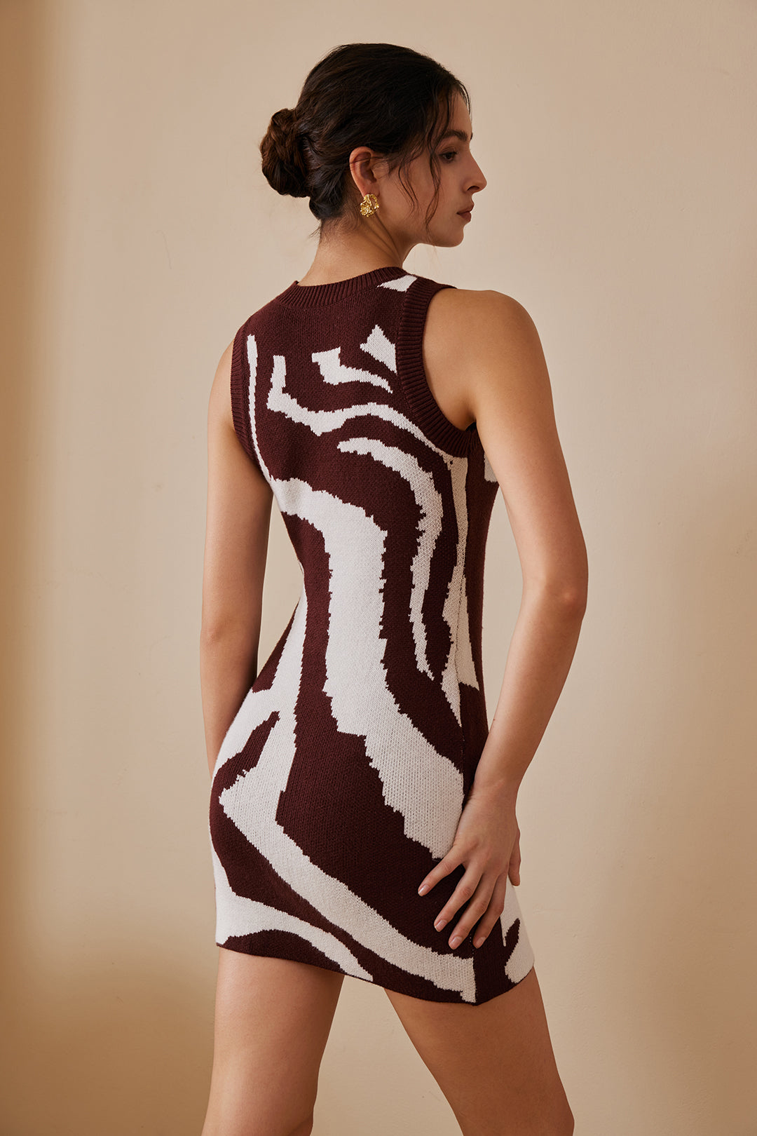 Zebra Print Tank Knit Mini Dress